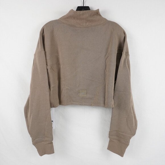 ALO Yoga Cropped Serenity Coverup Mock Neck Sweater in Light Cocoa Size M (NWT) - Picture 2 of 5